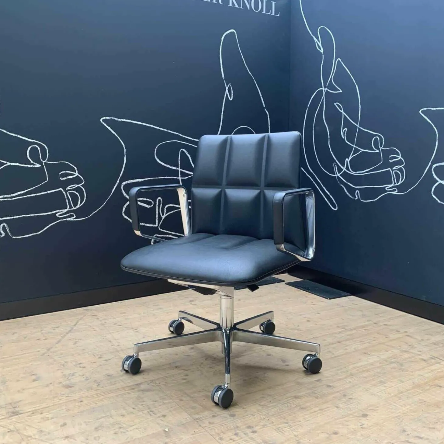 Bürostuhl Lead Chair Executive Leder Congress Schwarz Niedriger Rücken