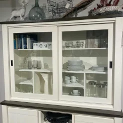 Buffetschrank Lebensart Wellington Vollholz Akazie Weiß Gebürstet