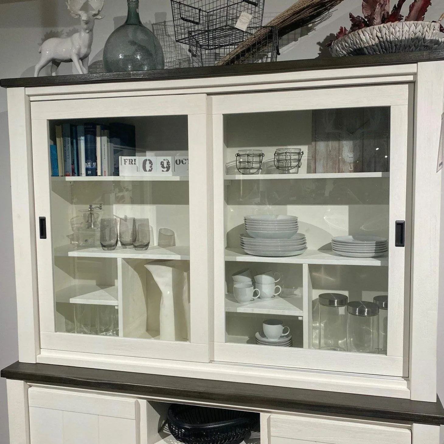 Buffetschrank Lebensart Wellington Vollholz Akazie Weiß Gebürstet