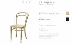 Bugholzstuhl 214 Pure Materials Esche Naturholzlack Sitz Rohrgeflecht mit Kunststoffstützgewebe