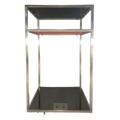 Cameo Konsole Parsolglas Hinterlackiert Rot Schwarz Gestell Edelstahl Matt