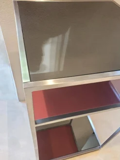 Cameo Konsole Parsolglas Hinterlackiert Rot Schwarz Gestell Edelstahl Matt