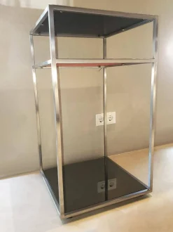 Cameo Konsole Parsolglas Hinterlackiert Rot Schwarz Gestell Edelstahl Matt