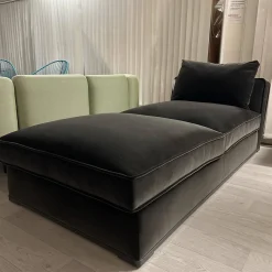 Chaise Longue Solatium Bezug Stoff Super Anthrazit Füße Nickel Bronzefarben Lackiert