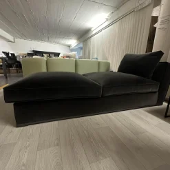 Chaise Longue Solatium Bezug Stoff Super Anthrazit Füße Nickel Bronzefarben Lackiert