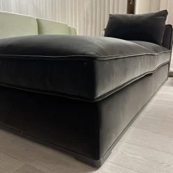 Chaise Longue Solatium Bezug Stoff Super Anthrazit Füße Nickel Bronzefarben Lackiert