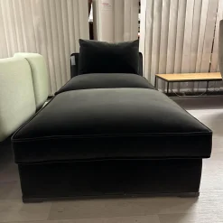 Chaise Longue Solatium Bezug Stoff Super Anthrazit Füße Nickel Bronzefarben Lackiert