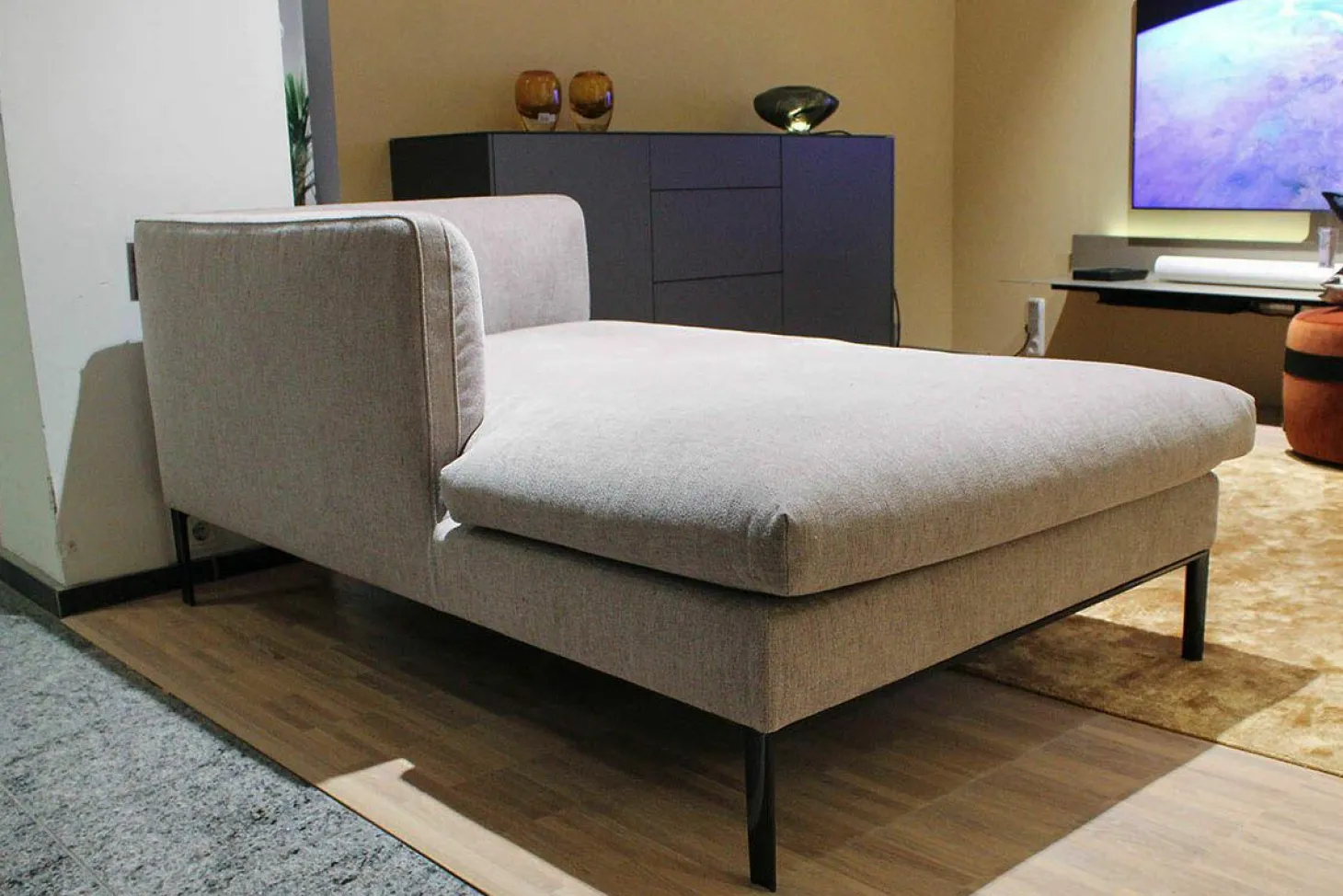 Chaiselongue Paul Stoff Widia W3822 Grau Beige Füße Anthrazit