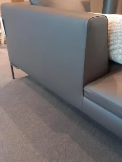 Chaiselounge Charles Leder Gamma Schiefer Braun Grau Füße Nickel Bronzefarben Lackiert Inklusive 1 Rückenkissen Und 1 Dekokissen