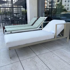 Chaiselounge Solanas Tumbona Auflage Stoff Soft Duo Crudo 07 Beige Grau