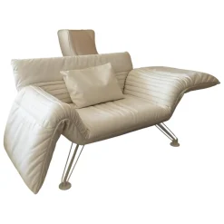 Chaiselounge Winfried Totzek Leder Select WeiĂ FĂŒĂe Metall WeiĂ