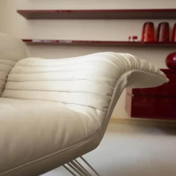 Chaiselounge Winfried Totzek Leder Select Weiß Füße Metall Weiß