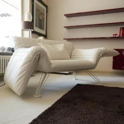 Chaiselounge Winfried Totzek Leder Select Weiß Füße Metall Weiß