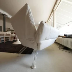 Chaiselounge Winfried Totzek Leder Select Weiß Füße Metall Weiß