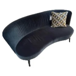 Cocktailsofa Nierenförmig Stoff Emilia 151 Dunkelblau Füße Schwarz Gebeizt