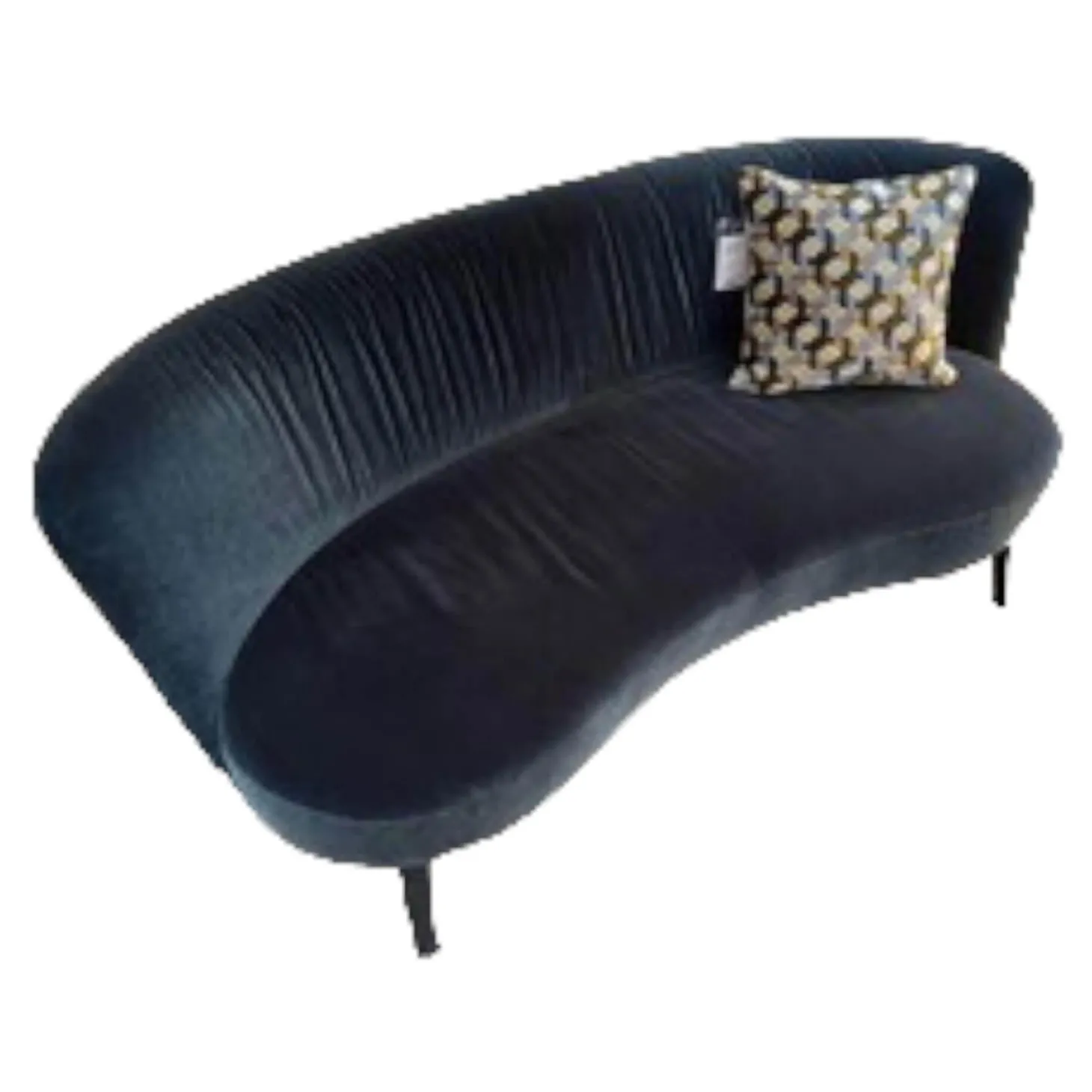 Cocktailsofa Nierenförmig Stoff Emilia 151 Dunkelblau Füße Schwarz Gebeizt