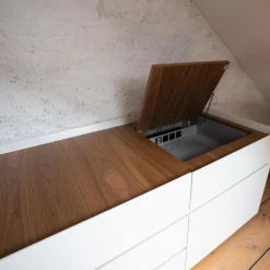 Container Paper Korpus Lack Weiß Oberboden Und Klappenfach Nussbaum