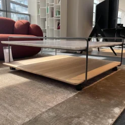 Couchtisch 931-542 Carrara Geledert Und Eiche Gestell Glatt Lackiert Matt Umbragrau