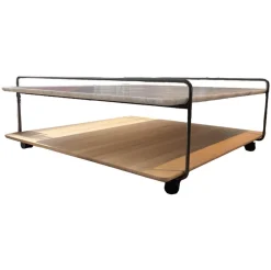 Couchtisch 931-542 Carrara Geledert Und Eiche Gestell Glatt Lackiert Matt Umbragrau