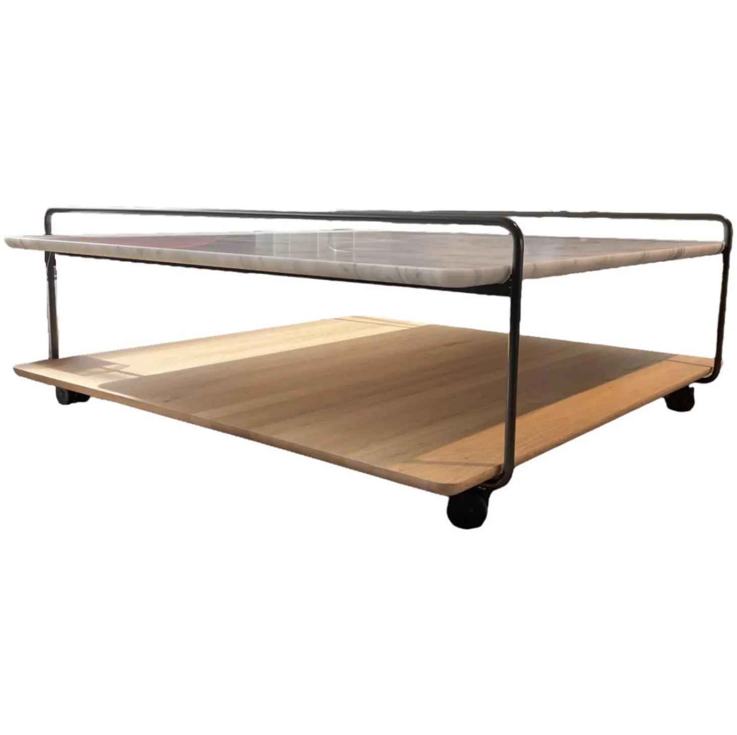 Couchtisch 931-542 Carrara Geledert Und Eiche Gestell Glatt Lackiert Matt Umbragrau