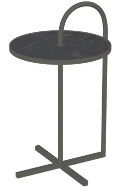 Couchtisch 902-222 Einlegeplatte Naturstein Geledert Graphit Braun Gestell Stahl Lackiert Umbragrau