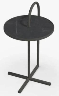 Couchtisch 902-222 Einlegeplatte Naturstein Geledert Graphit Braun Gestell Stahl Lackiert Umbragrau