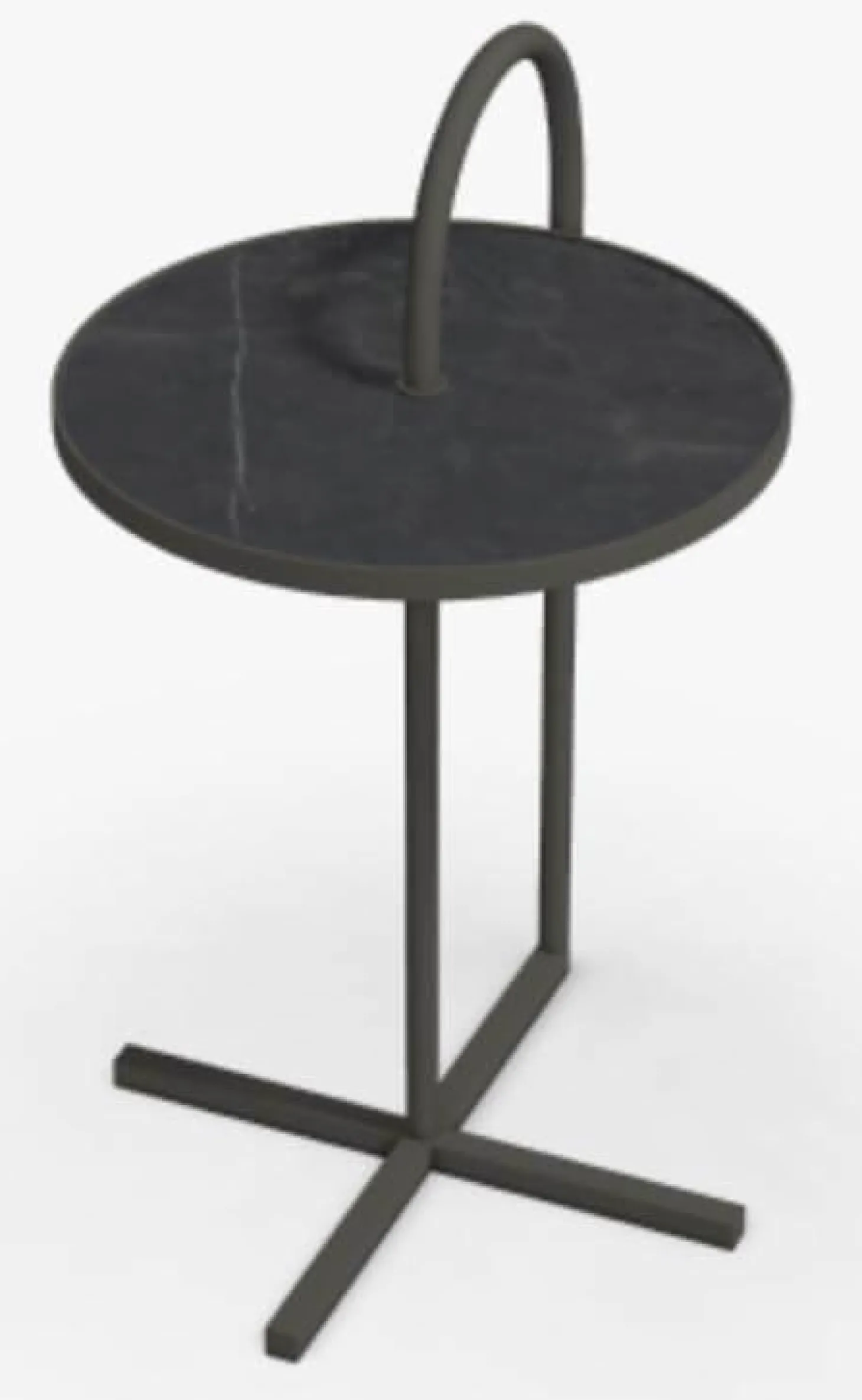 Couchtisch 902-222 Einlegeplatte Naturstein Geledert Graphit Braun Gestell Stahl Lackiert Umbragrau