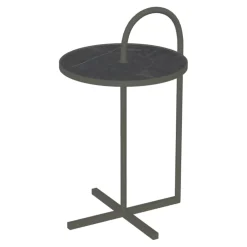 Couchtisch 902-222 Einlegeplatte Naturstein Geledert Graphit Braun Gestell Stahl Lackiert Umbragrau