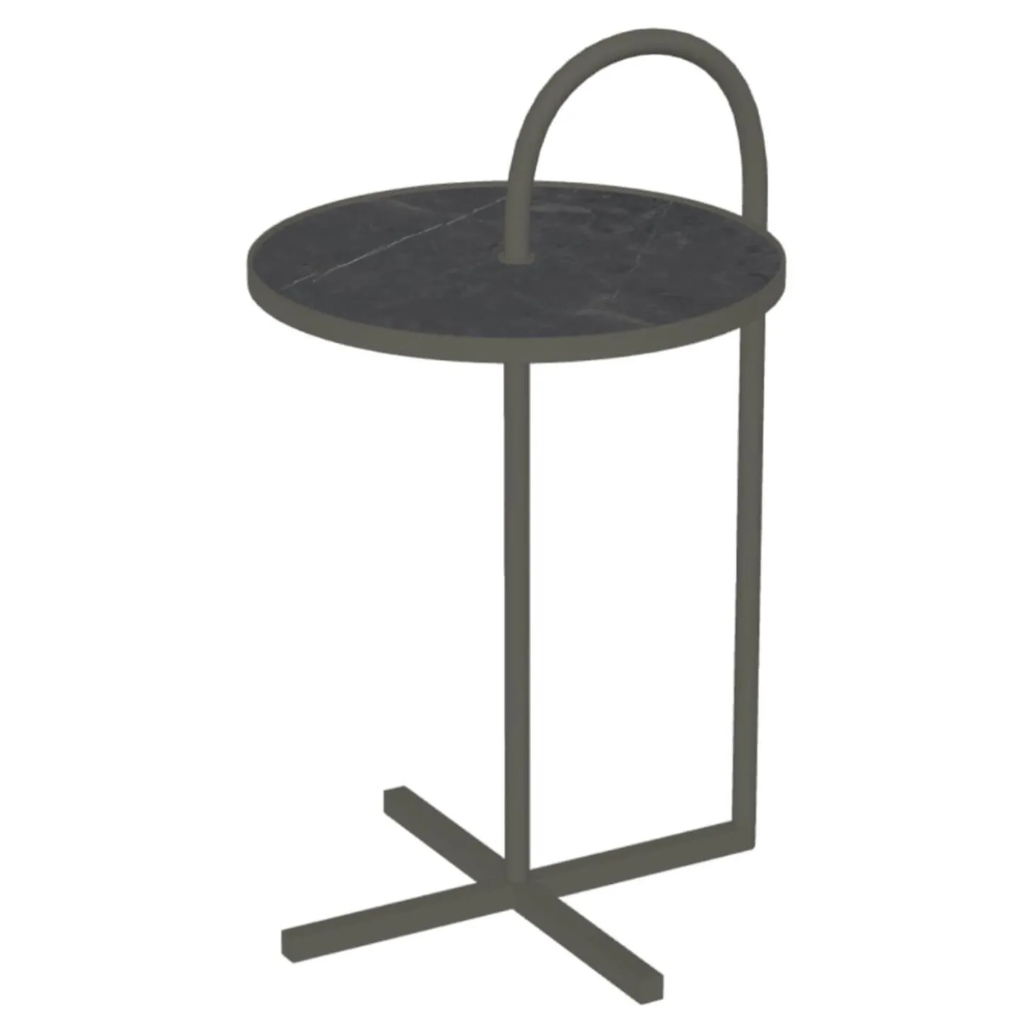 Couchtisch 902-222 Einlegeplatte Naturstein Geledert Graphit Braun Gestell Stahl Lackiert Umbragrau