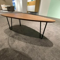 Couchtisch 02061 Malin Platte Nussbaum Natur Geölt Metallbeine Schwarz