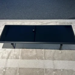 Couchtisch 901-313 Platte Glas Und Gestell Buche Verkehrsschwarz Lackiert