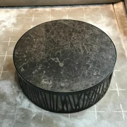 Couchtisch 8330-507 Platte Keramik Emperator Schwarz Braun Gestell Metall Verkehrsschwarz Lackiert