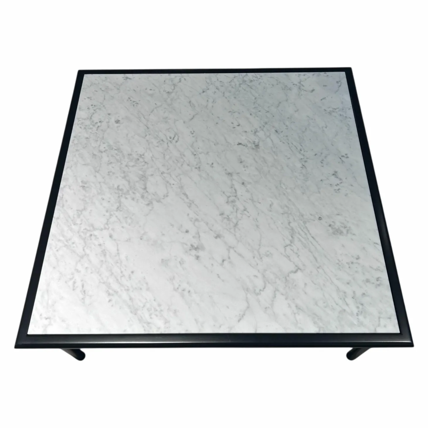 Couchtisch 901-211 Platte Marmor Carrara Grau Geledert Gestell Buche Verkehrsschwarz Lackiert