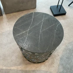 Couchtisch 926-242 Platte Naturstein Geledert Graphit Brown Grau Gestell Stahl Glatt Lackiert Matt Umbragrau Grau