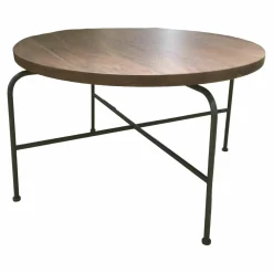 Couchtisch 947-353 Platte Nussbaum Massiv Gestell Metall Lackiert Umbragrau