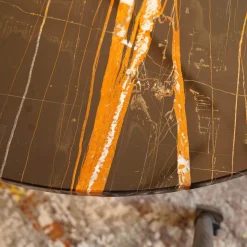 Couchtisch 1062 Primus Platte Stein Sahara Noir Schwarz Mit Dunkelbronzenen Akzenten Rund Poliert