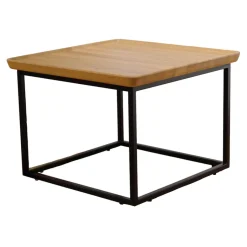 Couchtisch 934-511 Tischplatte Massiv Eiche Farblos Lackiert Gestell Stahl Lackiert Verkehrsschwarz