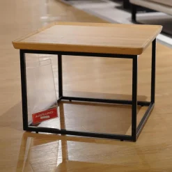 Couchtisch 934-511 Tischplatte Massiv Eiche Farblos Lackiert Gestell Stahl Lackiert Verkehrsschwarz