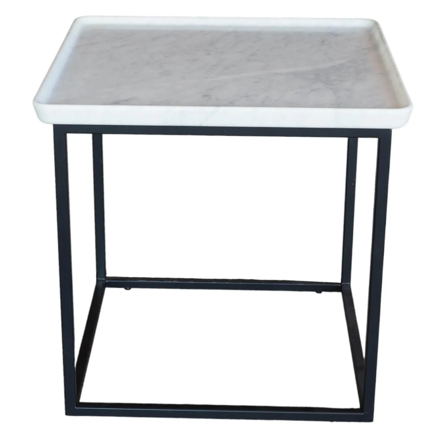 Couchtisch 934 Tischplatte Naturstein Carrara Geledert Stahl Glatt Lackiert Matt Verkehrsschwarz