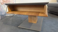 Couchtisch 5600 WEIX Platte Lack RAL 7006 Grau Gestell Wildeiche Geölt Fußplatte Lack RAL 7006 Grau Rollbar Inklusive Höhenverstellung