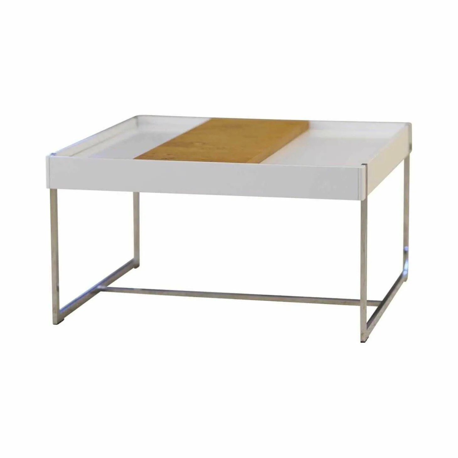 Couchtisch 444A1 Skid Platte Lack Verkehrsweiß Matt Metallteile Hochglanz Verchromt