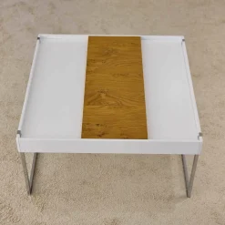 Couchtisch 444A1 Skid Platte Lack Verkehrsweiß Matt Metallteile Hochglanz Verchromt