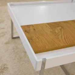 Couchtisch 444A1 Skid Platte Lack Verkehrsweiß Matt Metallteile Hochglanz Verchromt