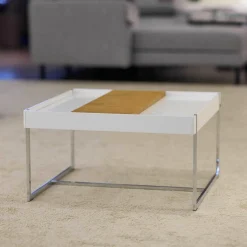 Couchtisch 444A1 Skid Platte Lack Verkehrsweiß Matt Metallteile Hochglanz Verchromt