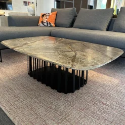 Couchtisch Basket Tischplatte Stein Gemustert Gestell Stahl Schwarz