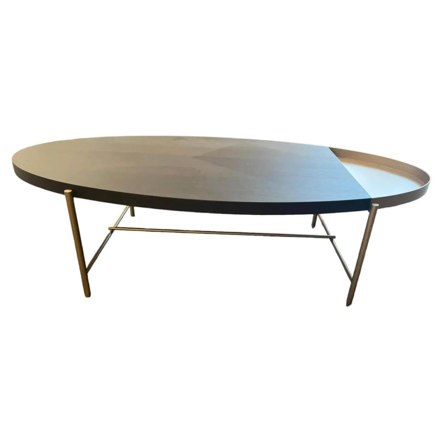 Couchtisch Bela Ct 135 Tischplatte Eiche Wengefarbig Furniert Ablage Bronce Look No. 34 Gestell Metall Bronce Look No. 34