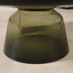 Couchtisch Bell Glasplatte Schwarz Gestell Stahl Schwarz Brüniert Glasfuß Quarzgrau