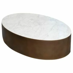 Couchtisch Belt Oval Platte Marmor Carrara Gioia Messing Bronziert