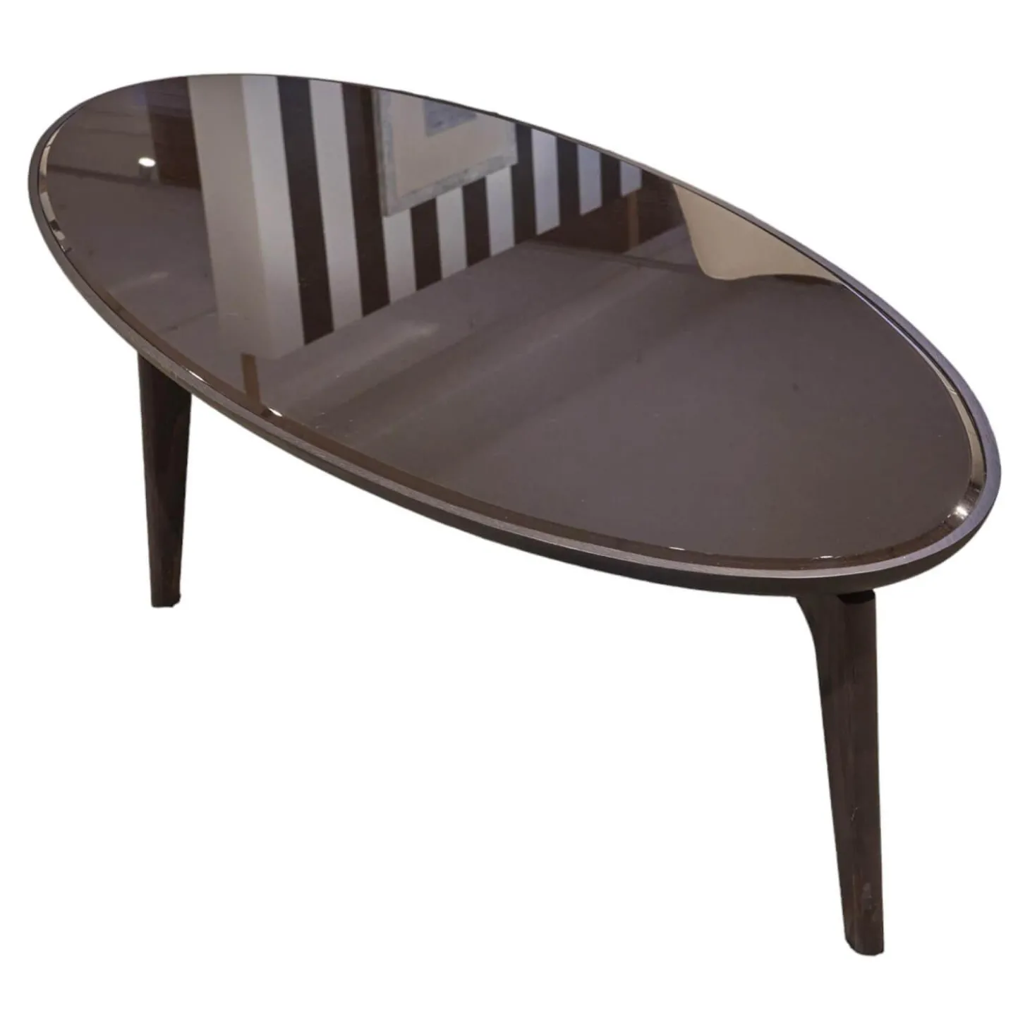 Couchtisch Blend Kristallglas Schwarz Gestell Eschenholz