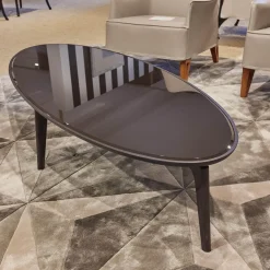 Couchtisch Blend Kristallglas Schwarz Gestell Eschenholz